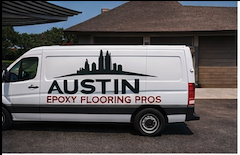 Austin Epoxy Flooring Pros branded work van ready for service in Austin, Texas