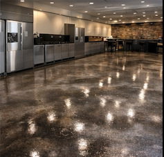 Stunning metallic epoxy commercial floor coating in Austin, Texas retail space